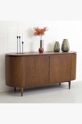 Runde Kommode aus Eichenholz Nussbaum 160x77,5 cm